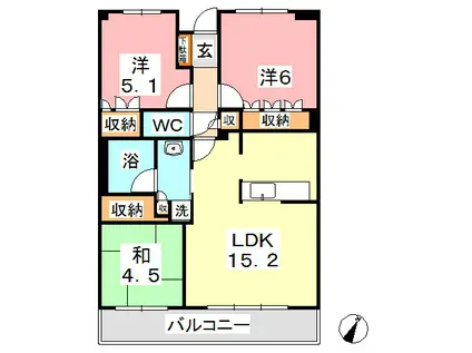 アルファステイツ中庄駅前(3LDK/4階)の間取り写真
