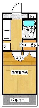 ガーデンコートTM和地山(1K/2階)の間取り写真