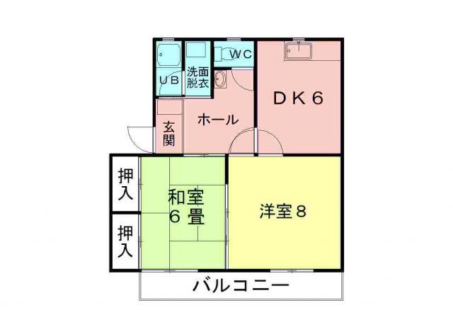 コーポスルガB(2DK/2階)の間取り写真