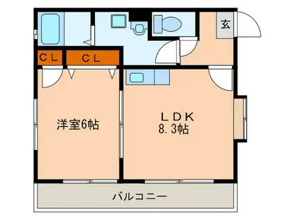ル・クラージュ箱崎(1LDK/5階)の間取り写真