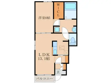 ベル シュエットI(1LDK/1階)の間取り写真