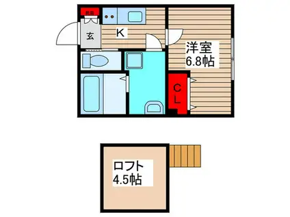 ベル八千代(1K/2階)の間取り写真
