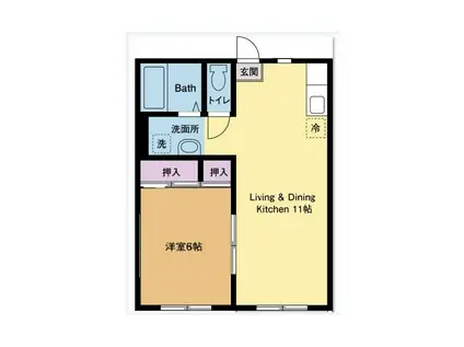 RIMOA厚木及川(1LDK/1階)の間取り写真