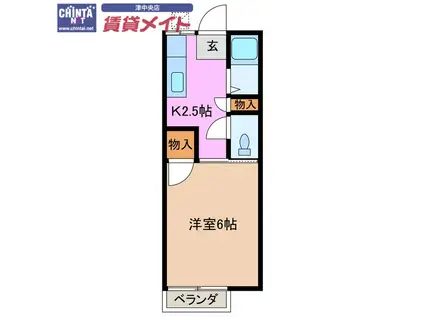 ロイヤルフェアリ(1K/2階)の間取り写真