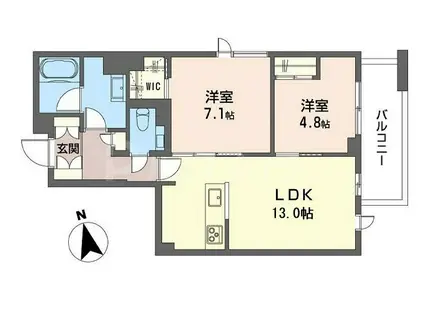 ヒュッゲ ヤード(2LDK/2階)の間取り写真