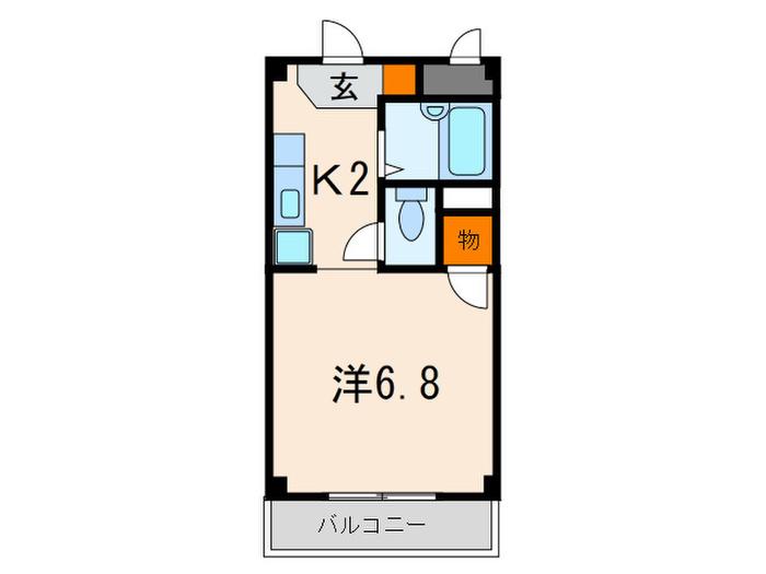 ルーチェ高徳(1K/2階)の間取り写真