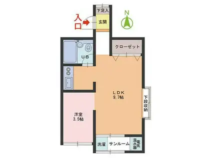 さくらハイム(1LDK/1階)の間取り写真