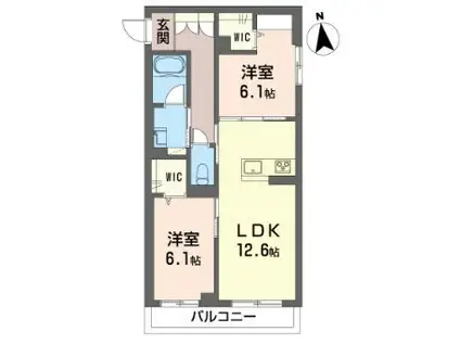 西武池袋線 小手指駅 徒歩17分 3階建 築1年(2LDK/2階)の間取り写真