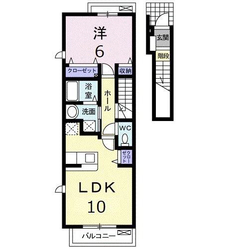 グリーンヒルズヴィラ II(1LDK/2階)の間取り写真