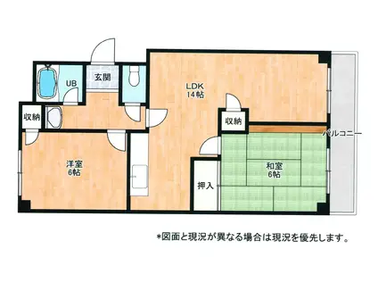 第2粟生マンション(2LDK/3階)の間取り写真