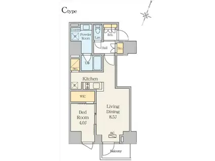 ANIMO UDAGAWAアニモ ウダガワ(1LDK/12階)の間取り写真