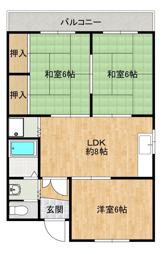 マンショングランディー(3LDK/2階)の間取り写真