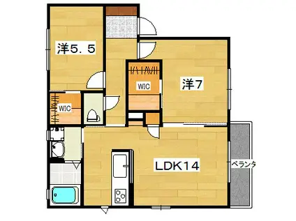 メゾン ドゥ ラ ムジカ A棟(2LDK/1階)の間取り写真