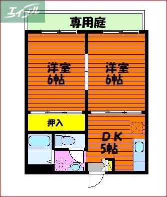 ベル・エポックB(2DK/1階)の間取り写真