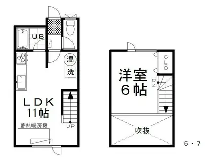 中央マンション(1LDK/1階)の間取り写真