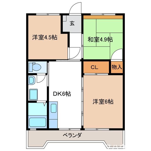 シティハイツ(3DK/5階)の間取り写真