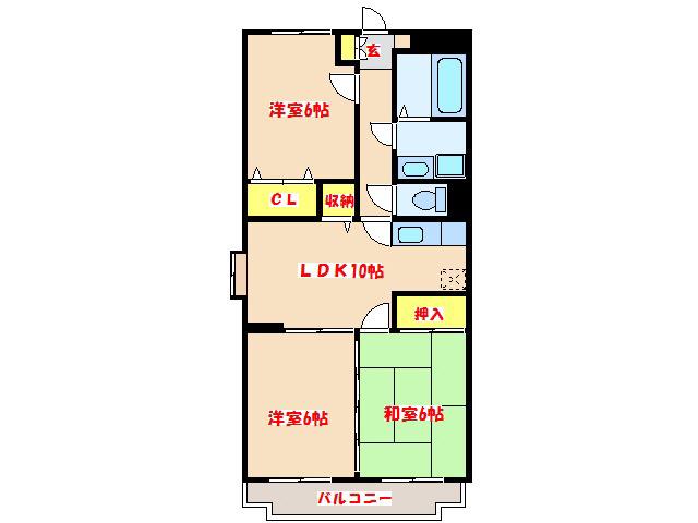 グランドハイツ(3LDK/3階)の間取り写真