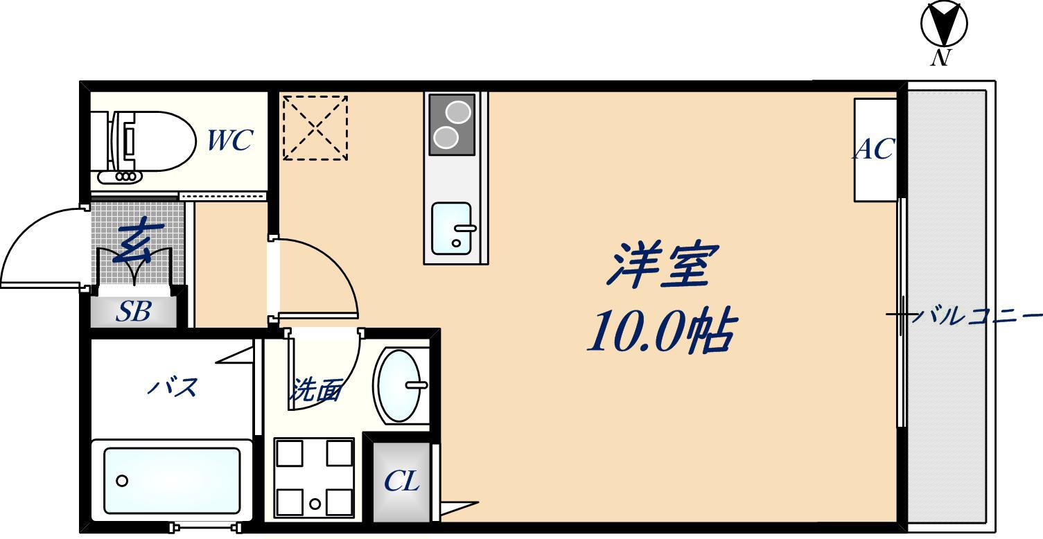 ALEGRIA東大阪(ワンルーム/2階)の間取り写真