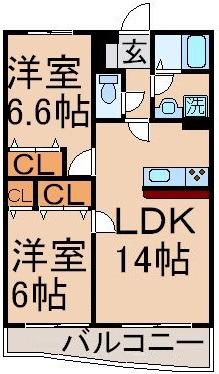 中央エステート(2LDK/3階)の間取り写真