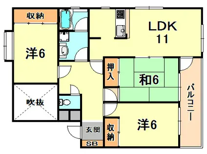 アベニュー六甲篠原(3LDK/2階)の間取り写真