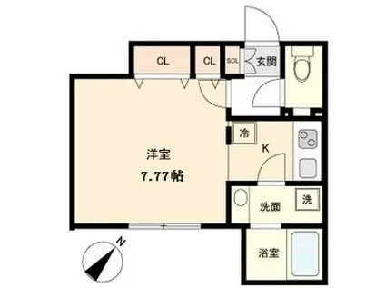 BRANCHE覚王山(ワンルーム/4階)の間取り写真