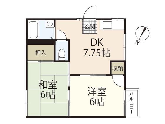 グラティアーK(2DK/2階)の間取り写真