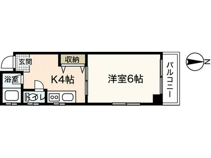 竹本ビル(1DK/4階)の間取り写真