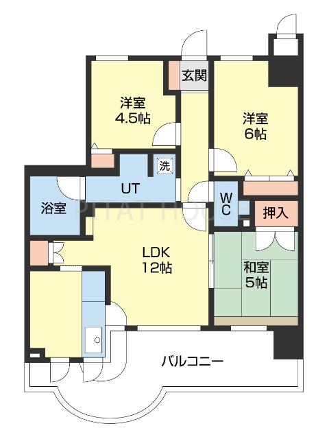セレッソコート和歌山アクロス(3LDK/6階)の間取り写真