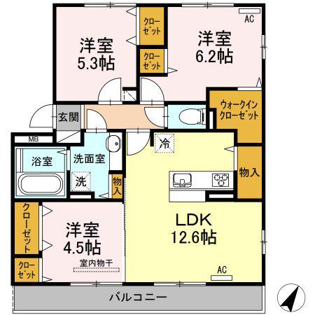 ラ・シャンス(3LDK/2階)の間取り写真