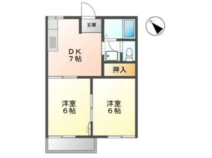 コーポ松ヶ丘(2DK/1階)の間取り写真