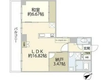 クローバーライフ桜森(1SLDK/6階)の間取り写真