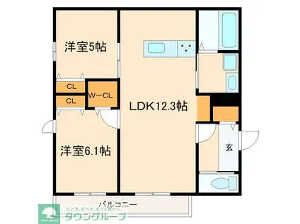 SHAIN MUTSUMI(2LDK/2階)の間取り写真