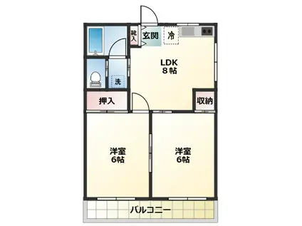 エレガント府中(2LDK/3階)の間取り写真