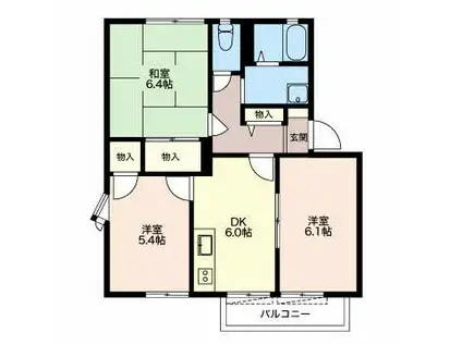 笹川ロッジC棟(3DK/2階)の間取り写真