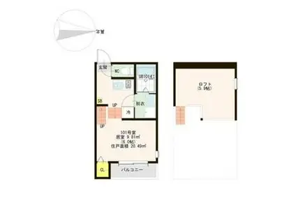 LEGARE卸町(1K/1階)の間取り写真