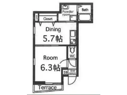 XEVO GRAN WOOD AGAWA(1DK/2階)の間取り写真