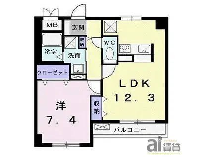 パストラール レジデンス(1LDK/4階)の間取り写真