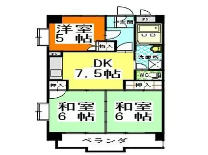 赤田ハイツ(3DK/5階)の間取り写真