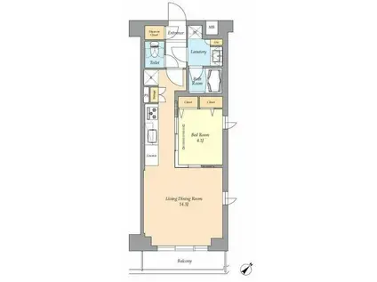 アイフラット渋谷西原(1LDK/4階)の間取り写真