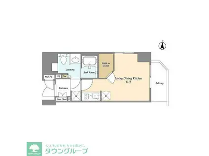 グランカーサ両国イースト(ワンルーム/10階)の間取り写真