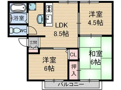サンビレッヂ新和(3DK/1階)の間取り写真