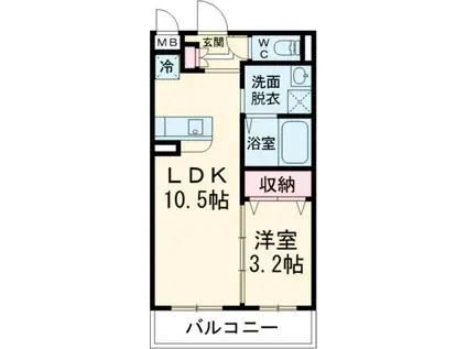 津市久居野村町マンション(1LDK/2階)の間取り写真