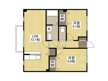 フォブール都(2LDK/2階)の間取り写真
