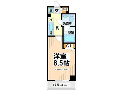 プランドル明大前(1K/3階)の間取り写真