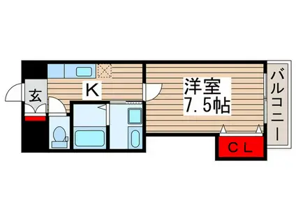 グランポワール(1K/4階)の間取り写真