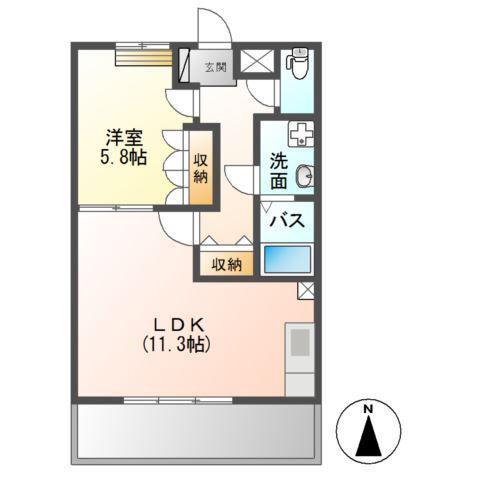 グランドコート(1LDK/2階)の間取り写真