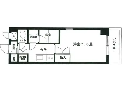 グランドコート門前仲町(1K/2階)の間取り写真
