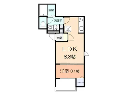 中原区木月2丁目アパート(1LDK/1階)の間取り写真