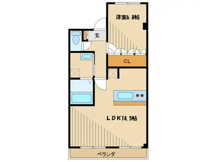 コンフィード(1LDK/1階)の間取り写真
