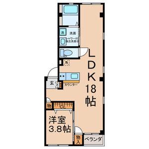 グランレーヴ東別院イースト(1LDK/3階)の間取り写真